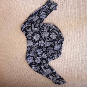 Black and Floral Long Sleeve Top